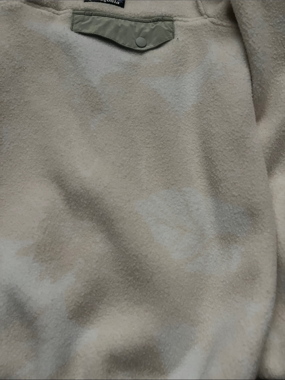Patagonia Cream Cowl-Neck Snap Fleece with Sage Trim - Picture 2 of 6